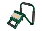 Green portable LED work light with a stand and handle
