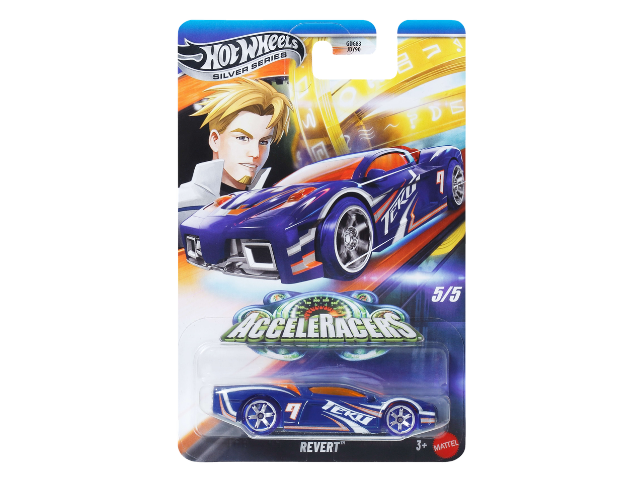 Hot Wheels Revert rotaļu automašīna no Silver sērijas, 5/5, ar Acceleracers iepakojumu