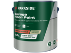 A can of garage floor paint in light grey, suitable for interior and exterior use.