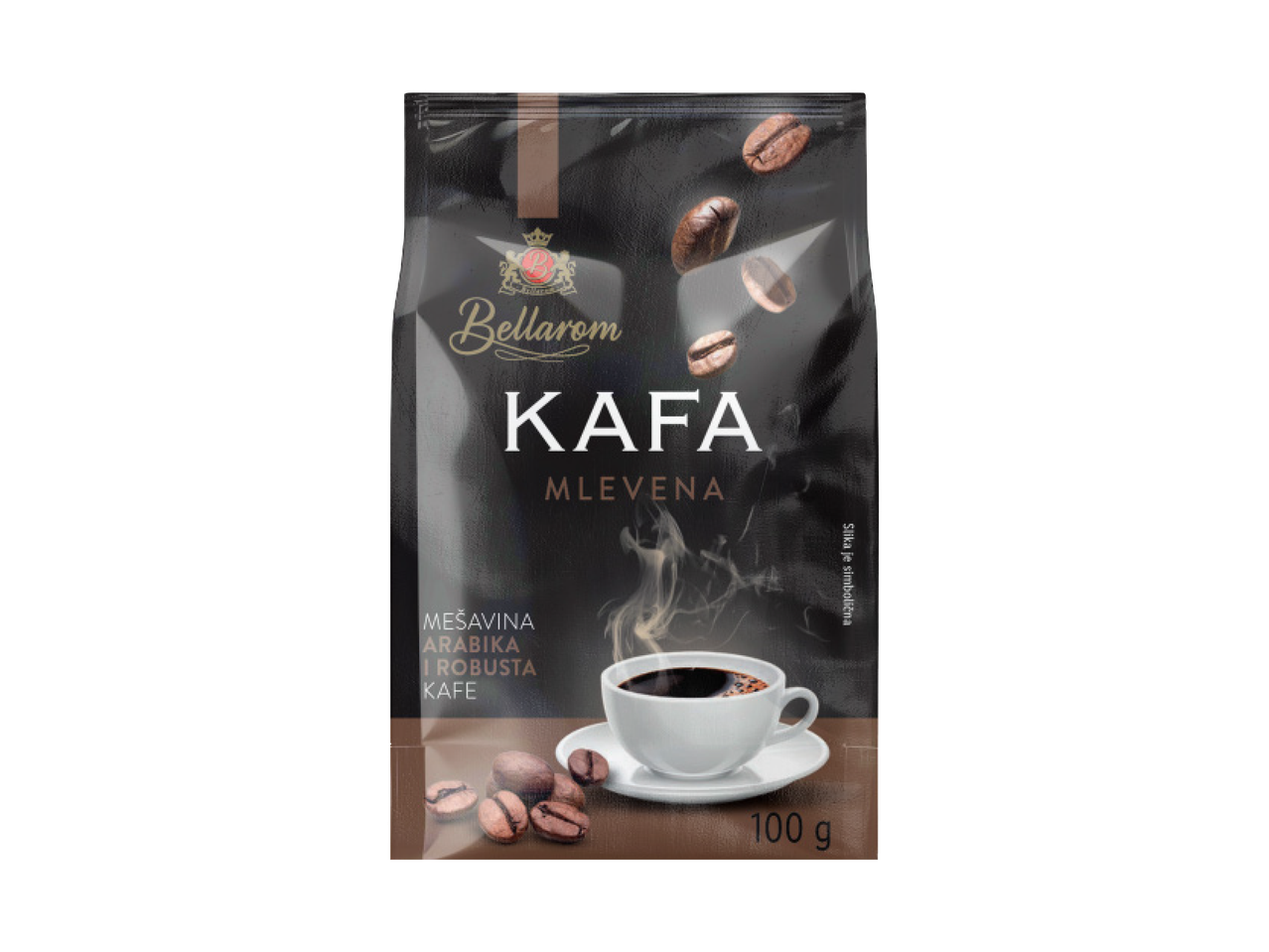 Bellarem mlevena kafa, mešavina arabike i robuste, 100g pakovanje sa šoljicom kafe.