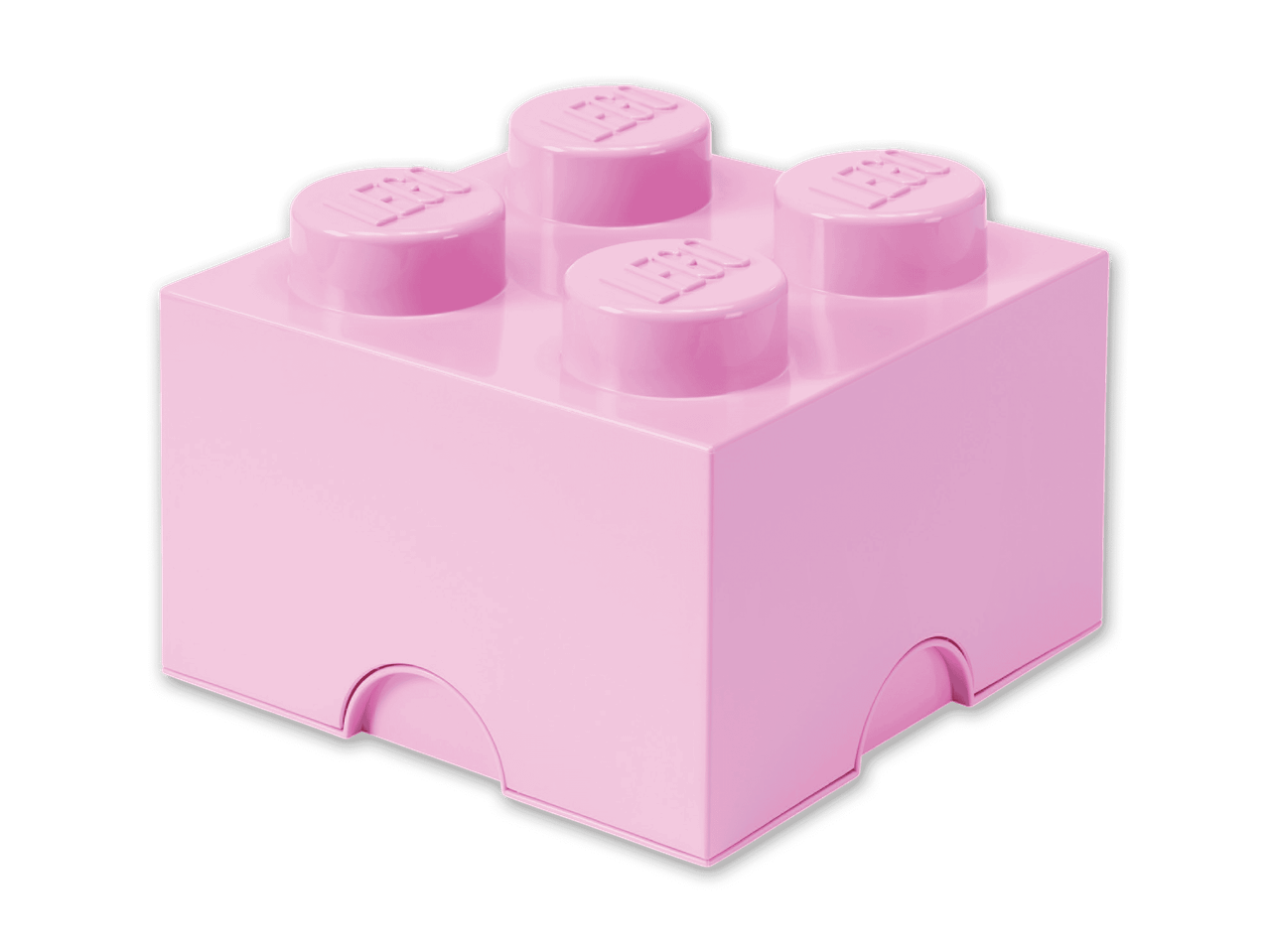 Ein einzelner, großer, rosafarbener LEGO-Stein mit vier Noppen.