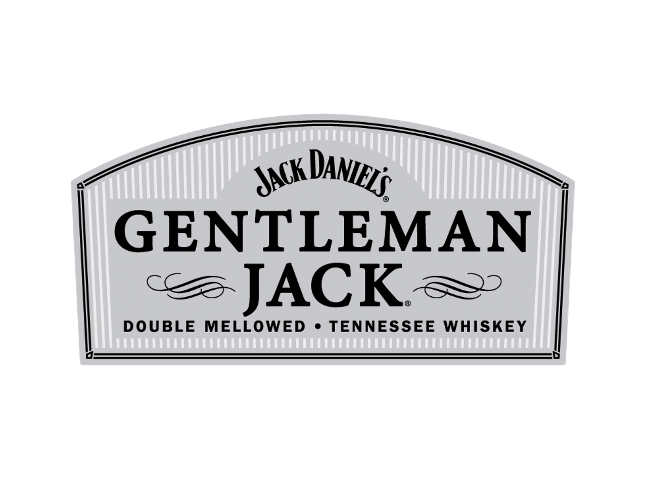 Етикет за уиски с надпис „GENTLEMAN JACK DOUBLE MELLOWED TENNESSEE WHISKEY“.