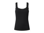 Black ribbed tank top with lace trim