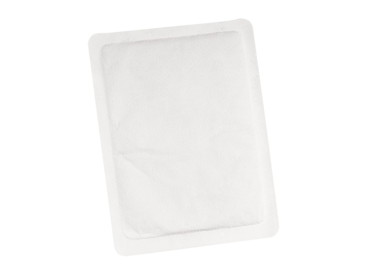 A white rectangular disposable heat patch with rounded corners.