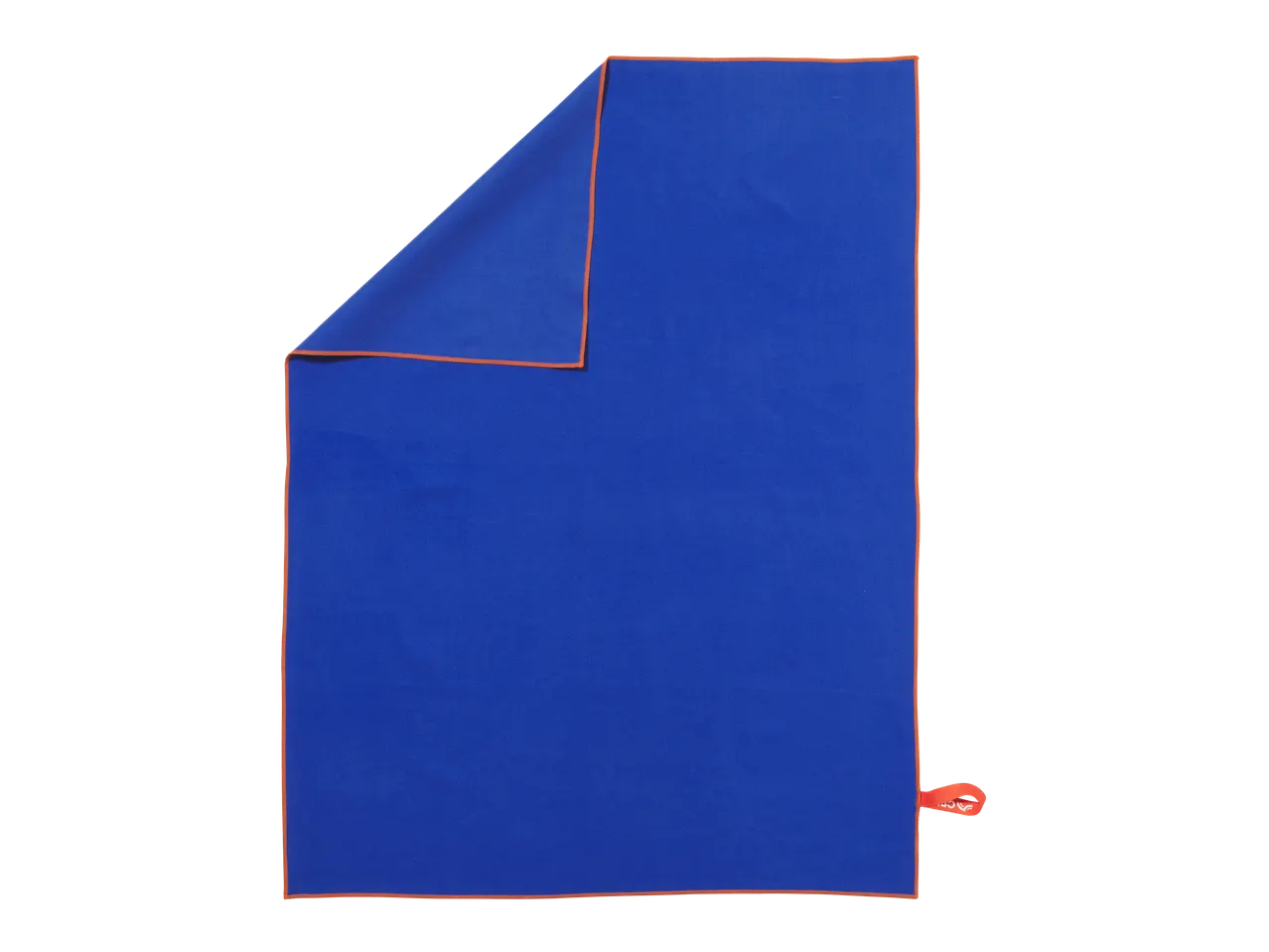 Toalha de microfibra CRIVIT azul com acabamento laranja, aprox. 80 x 60 cm.