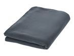 Folded grey fleece blanket with stitched edges