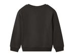 Back view of a plain dark grey children's sweatshirt with ribbed cuffs and hem.