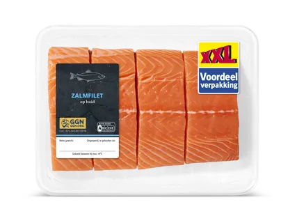 Zalmfilet op huid