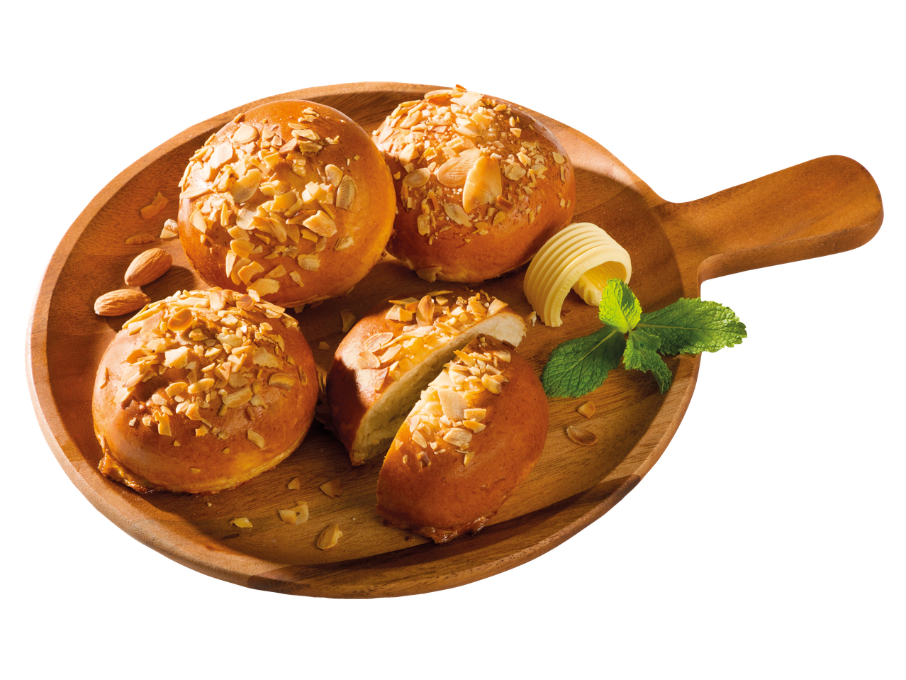 Koláče s mandlemi, máslem a mátou.