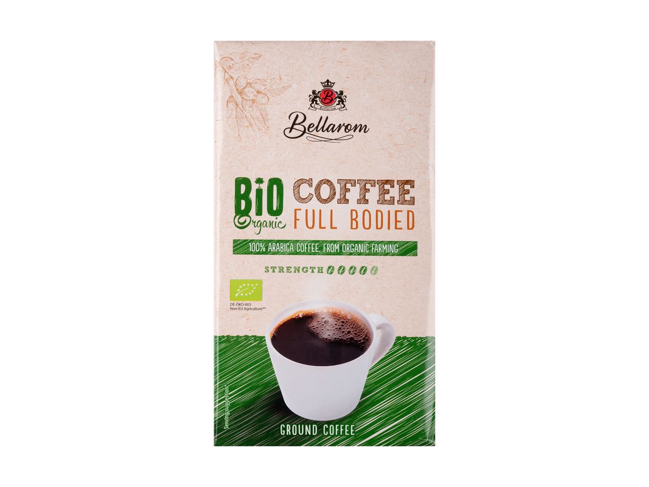 Cafea măcinată bio Bellarom, corp plin, organică.
