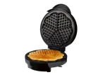 SILVERCREST waffle maker with a heart-shaped waffle inside, open on a black background.