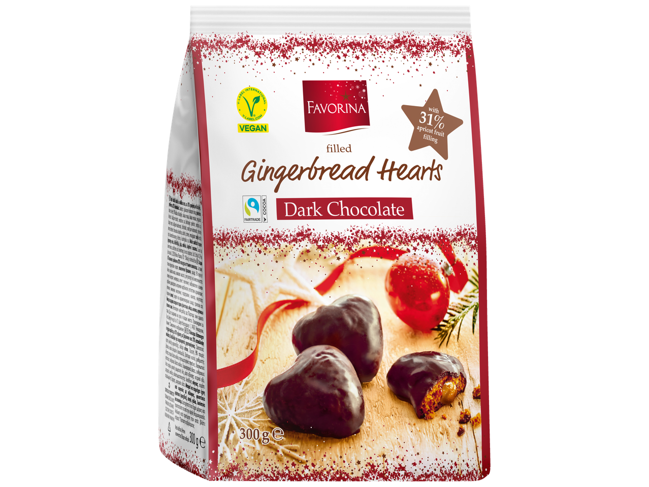 Favorina įdarytos meduolių širdelės su juoduoju šokoladu ir abrikosų įdaru.
