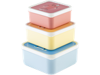 Stack of three colorful LIVARNO home lunch boxes with cartoon lids