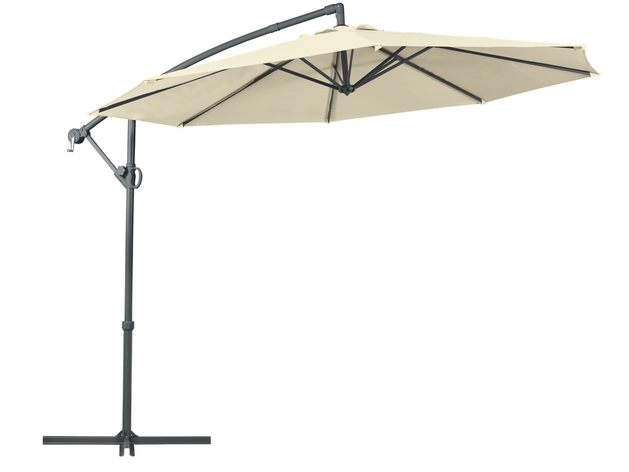 LIVARNO Ampelschirm: Bež konzolna suncobran sa sivim metalnim okvirom.