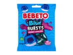 A 130g bag of blue burst gummy candies with a liquid center, labeled halal.