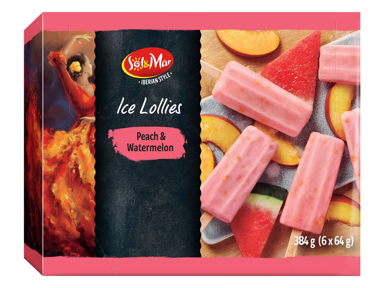 Înghețată Sol & Mar cu piersici și pepene verde, 384g