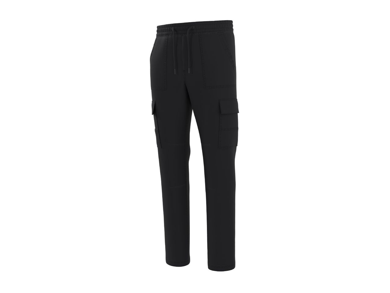 Men's black cargo trousers with drawstring waist