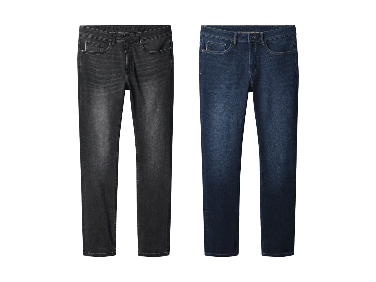 Zwei Paar Jeans: eine schwarze und eine blaue