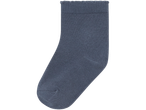 A single blue ribbed ankle sock with a ruffled top.