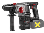 Cordless rotary hammer drill with an auxiliary handle and a depth stop, battery not included.