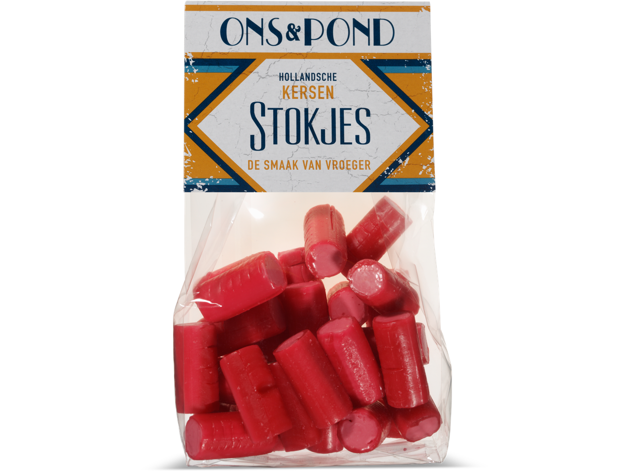 Een zakje Ons&Pond Hollandse kersen stokjes