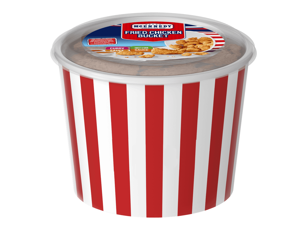 Amerikkalainen jäätelökuppi puna-valkoisilla raidoilla.