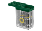 Parkside® bitset in een transparante doos met groene deksel, met gele ster.
