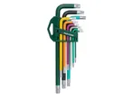 A set of colorful Parkside Torx key wrenches in a green holder.