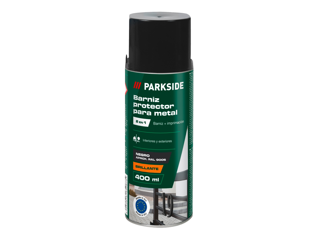 Verniz protetor Parkside para metal, preto brilhante, 400 ml.