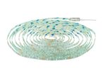 En oprullet LED-strip med 3M dobbeltklæbende tape på bagsiden og et stik i den ene ende.