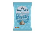 Lightly sea-salted popcorn in a blue bag with a sea and boat design.