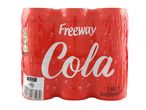 A six-pack of Freeway Cola cans.