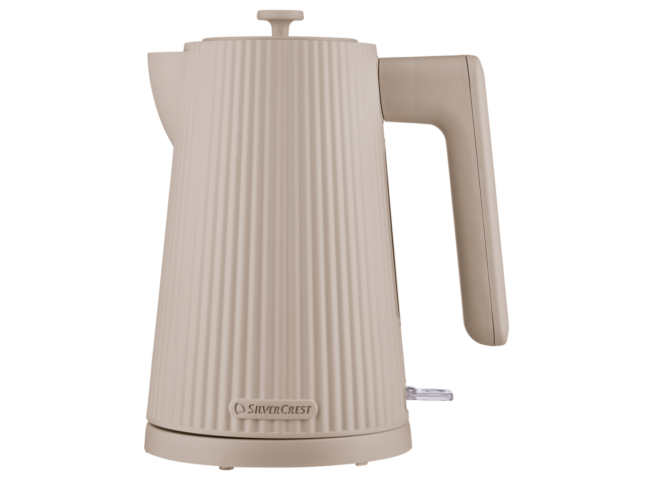 Бежова кана с оребрена текстура и дръжка.