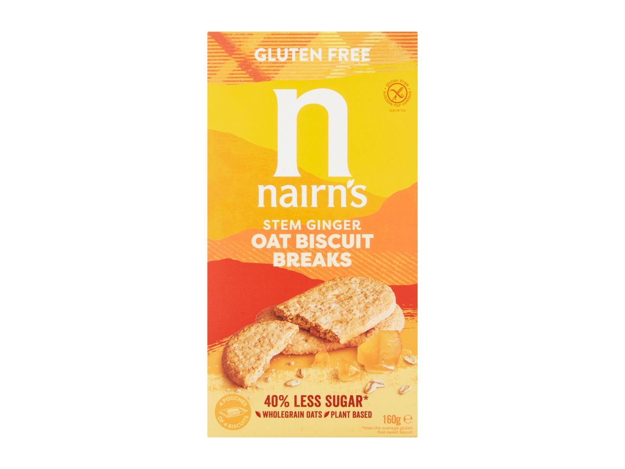 Nairn's Stem Ginger oat biscuits, gluten-free.
