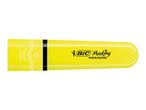 Yellow highlighter with a black band and a logo on the side.