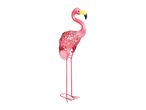 Pink metal flamingo garden decoration.