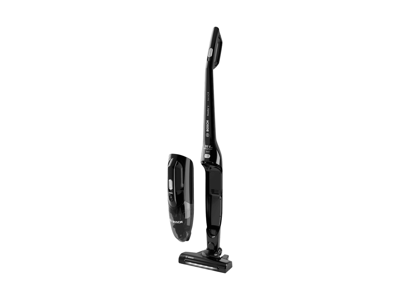 Schwarzer 2-in-1 Staubsauger mit abnehmbarem Handstaubsauger, 20 V, LithiumPower.