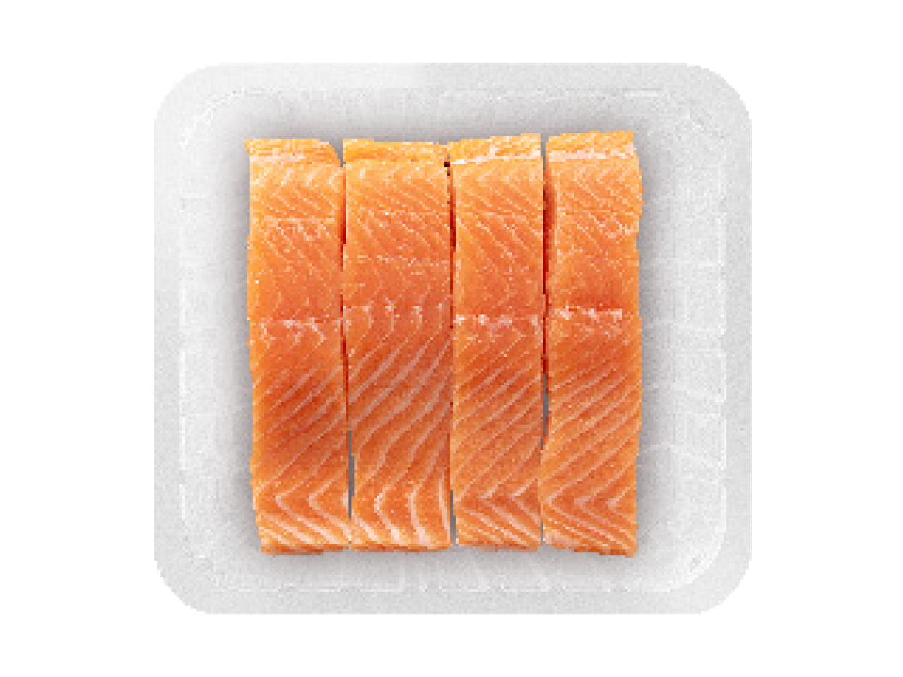 Narezani fileti lososa u bijeloj ambalaži.