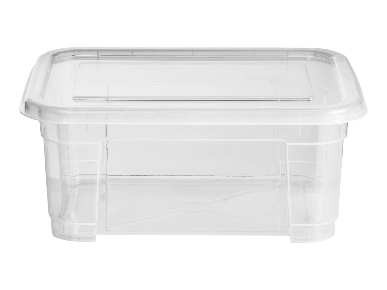 Clear plastic storage box with lid