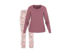 Esmara Pyjama-Set mit langärmligem Oberteil in Altrosa und Hose mit Blumenmuster.