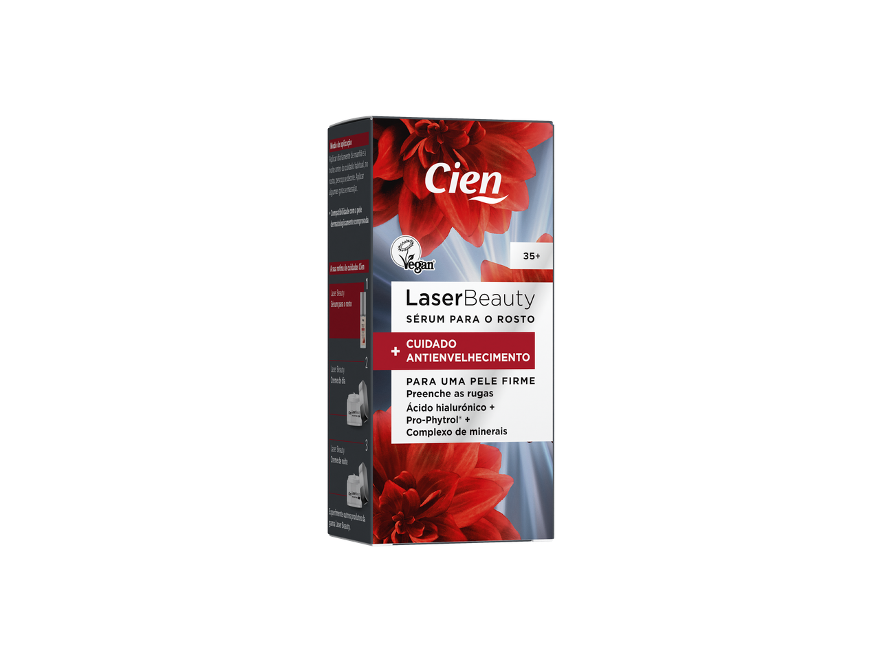 Cien Laser Beauty Sérum Facial Antienvelhecimento para pele firme, com ácido hialurónico.