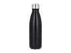 Black stainless steel water bottle with a silver cap