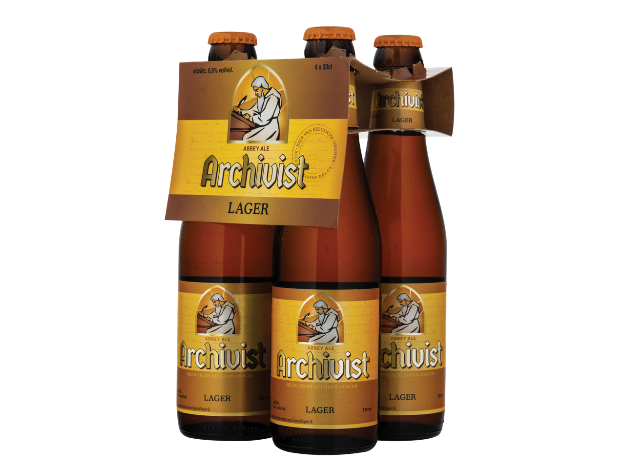 Garrafas de cerveja Archivist Abbey Ale Lager em embalagem de 4