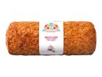 Meatloaf with a label featuring folk art, text 'Pork & Chicken with Garlic', and garlic illustration.