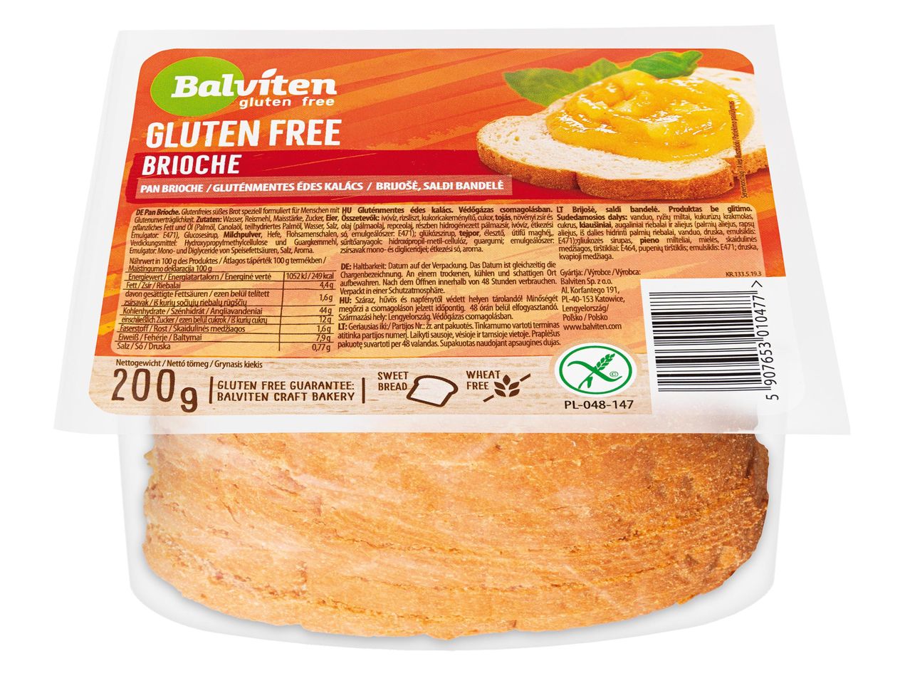 Balviten gluténmentes briós: édes kenyér, gluténmentes.