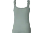 Light green ribbed camisole with lace trim