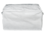 Conjunto de sacos de lavagem W5: Saco de armazenamento retangular branco com topo transparente.