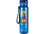 Uma garrafa de água azul com os logotipos da Trek e da Lidl.