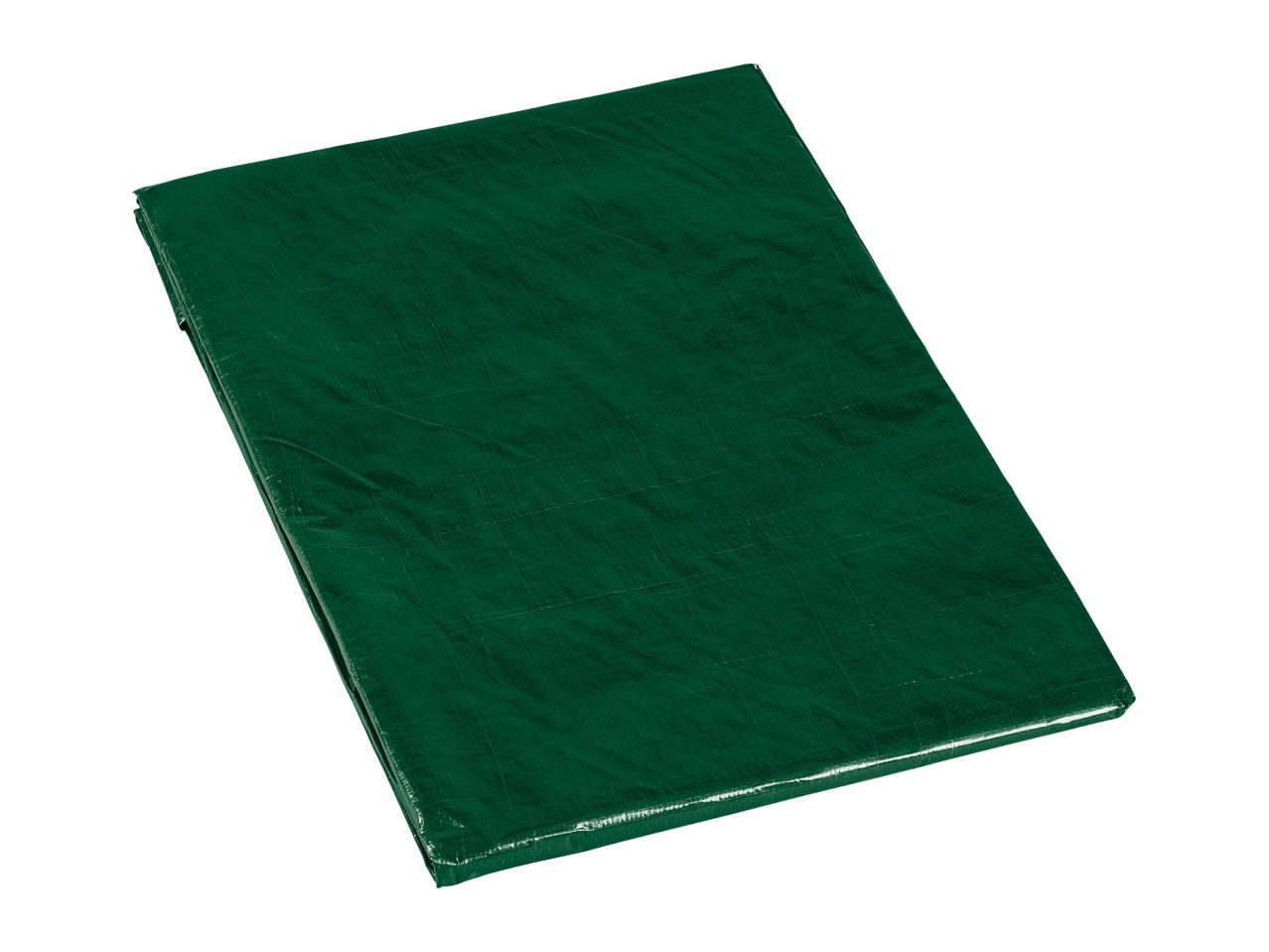 Folded green tarp on a white background