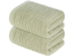 Two light green towels, stacked.